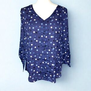 NWOT Fortune & Ivy Polka Dot Top Blouse Women Size Medium